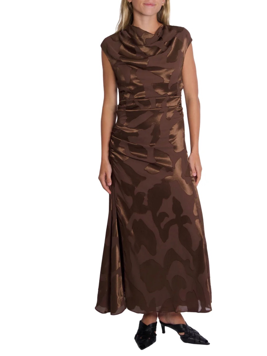 Simkhai Burke Draped Midi Dress In Cocoa